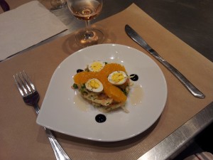 Salade de fenouil a la coriandre, aux pamplemousses et aux oranges, oeufs de caille 2