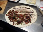 Tortilla, gorgonzola, melange aille et creme de balsamique