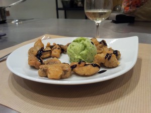 Champignons frits en tempura - Glace a la roquette2