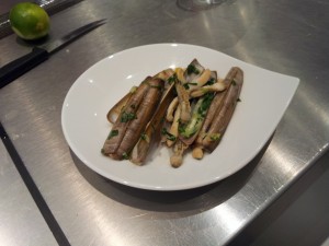 Cocotte de couteaux, cebette et cotes de blettes