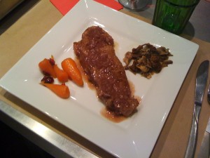 Minute de boeuf aux champignons et carottes au sirop d'erable