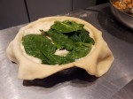 Pate, farce, epinards et parmesan