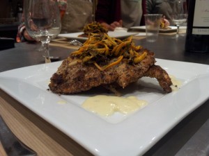 Veau en fine croute de noisette - Legumes de saison - Creme d'ail 2