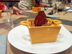 Gratin de chou-fleur, grenouilles en persillade et chips de chorizo 2