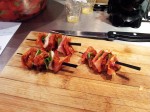 Brochette basilic-tomates confites-chorizo-serano