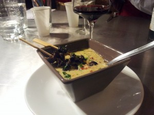 Crémeux de poireau à l'ail et brochette d'escargots anisés 2