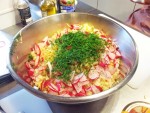 chou chinois, poire, radis et aneth