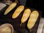 Aubergines en préparation