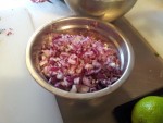 Oignons rouges ciselés
