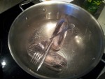 Boudins de lotte en cuisson